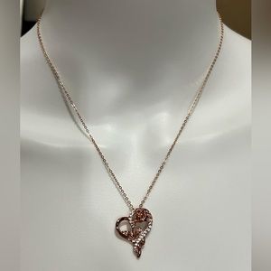 Rose Rhodium & Cubic Zirconia pendant,matching earrings & 925 gold plated chain.